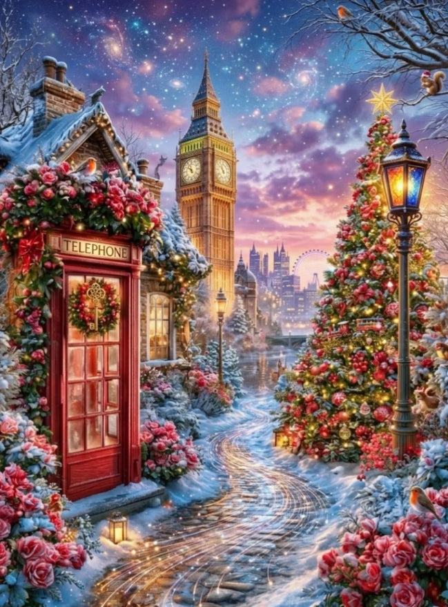 Paint by Numbers Kit Christmas Street Scene