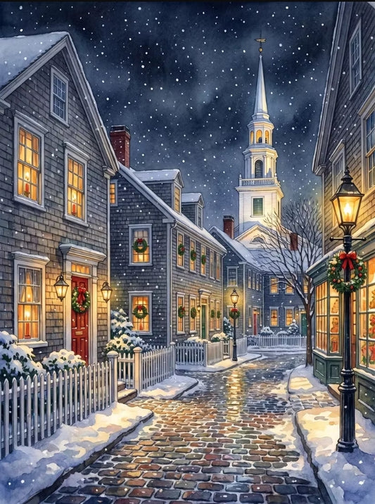 Paint by Numbers Kit Christmas Street Scene