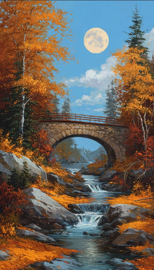 Paint by Numbers Kit Scenery By The Bridge