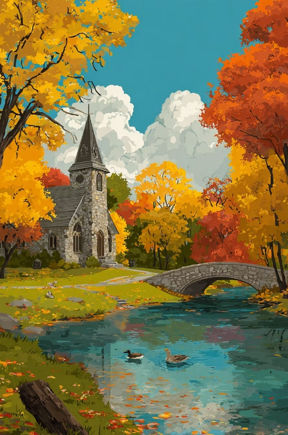 Paint by Numbers Kit Autumn Scenery