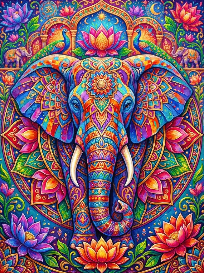 Paint by Numbers Kit Abstract Colorful Elephant