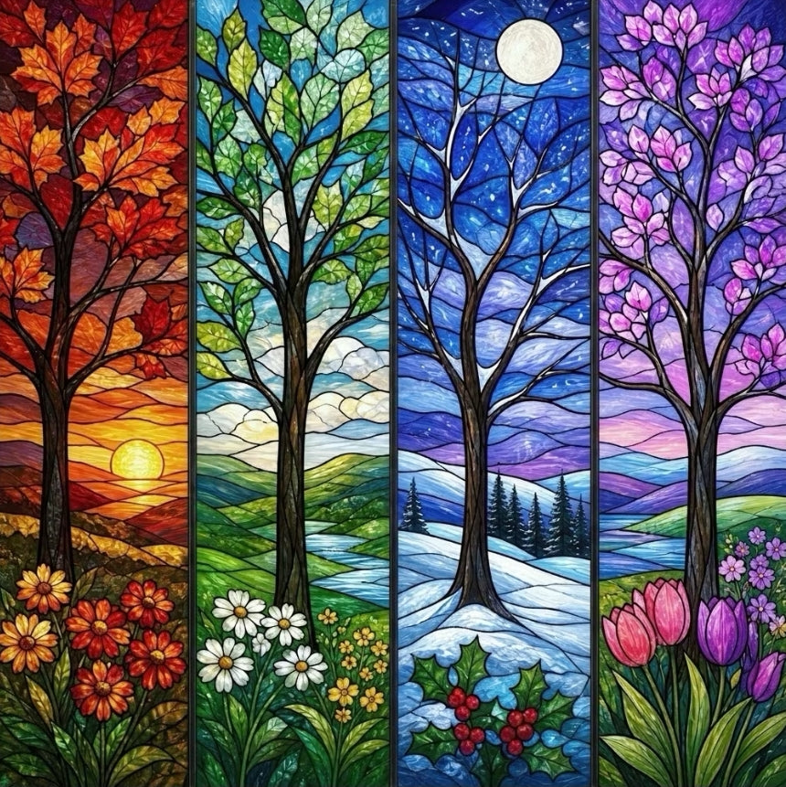 Paint by Numbers Kit Stained-Glass Style Tree