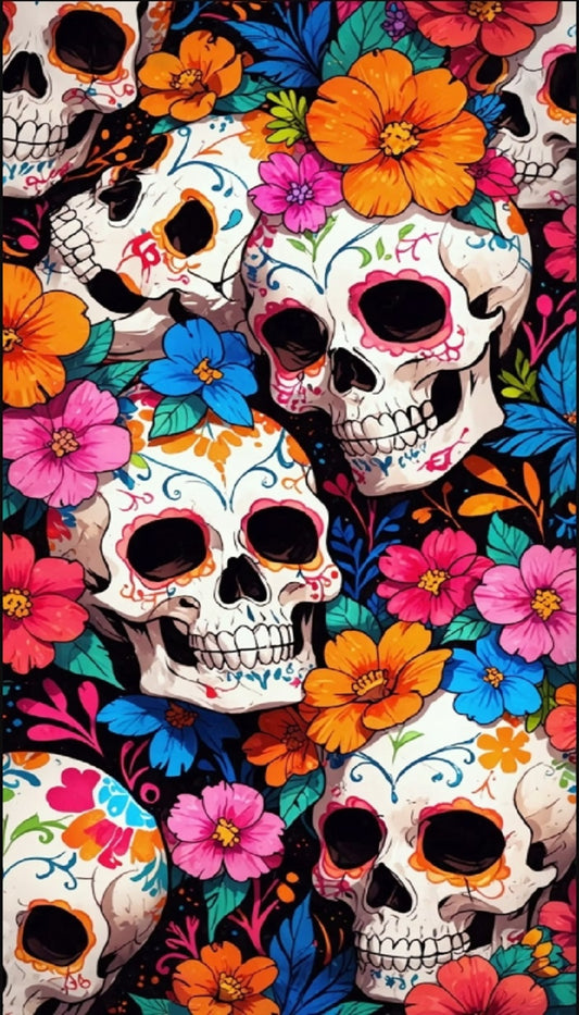 Paint by Numbers Kit Flowers and Skulls