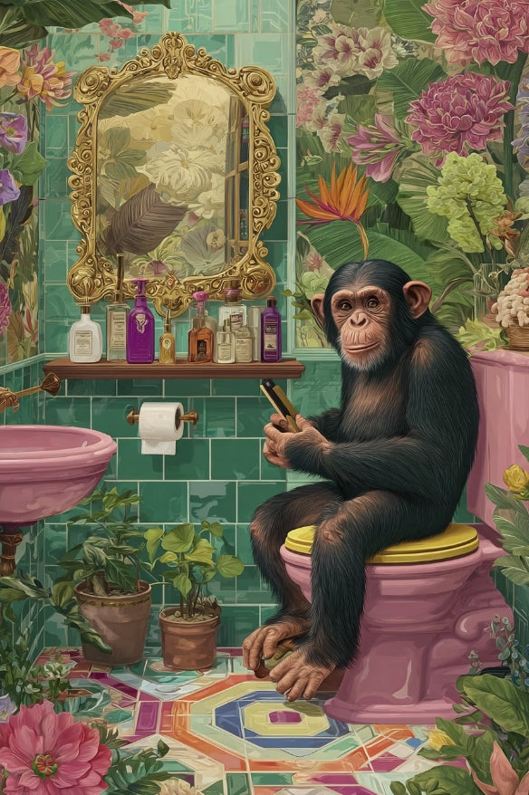 Paint by Numbers Kit The Monkey In The Bathroom