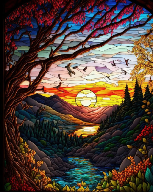 Paint by Numbers Kit Trees Scenery