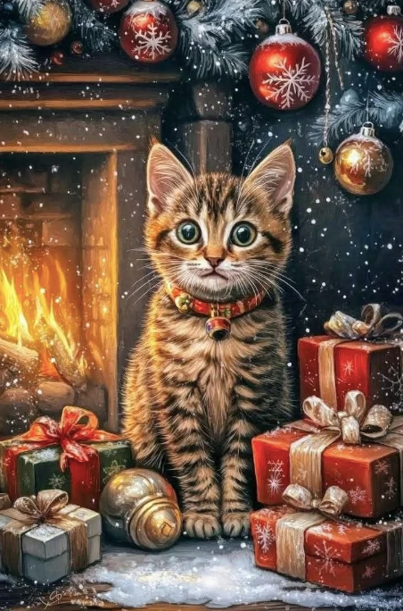 Paint by Numbers Kit Christmas Kitten
