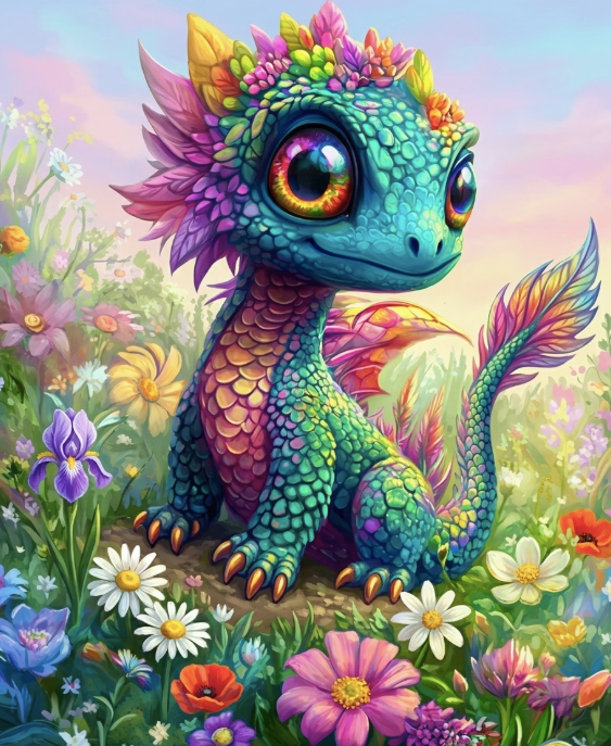 Paint by Numbers Kit Cute Little Dragon