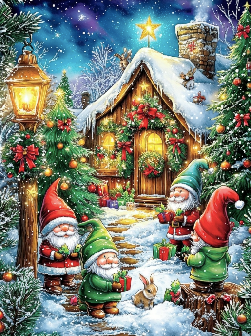 Paint by Numbers Kit Christmas Street Scene