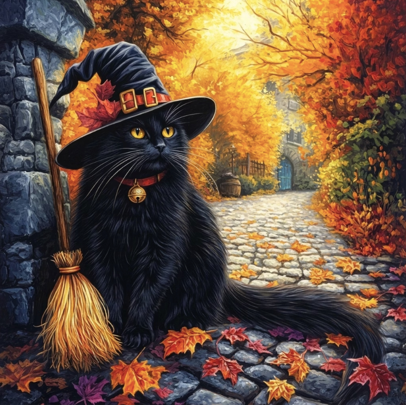 Paint by Numbers Kit Halloween Black Cat