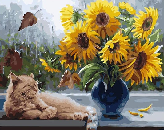 Paint by Numbers Kit Cat And Sunflower