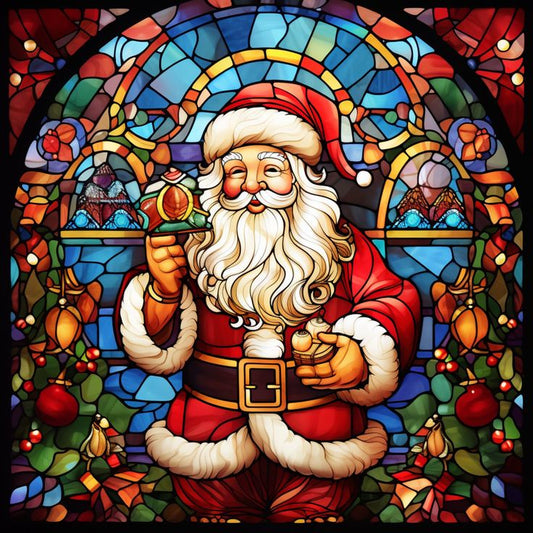 Paint by Numbers Kit Stained Glass Style Santa Claus