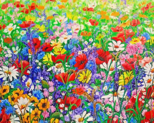 Paint by Numbers Kit Colored Flowers