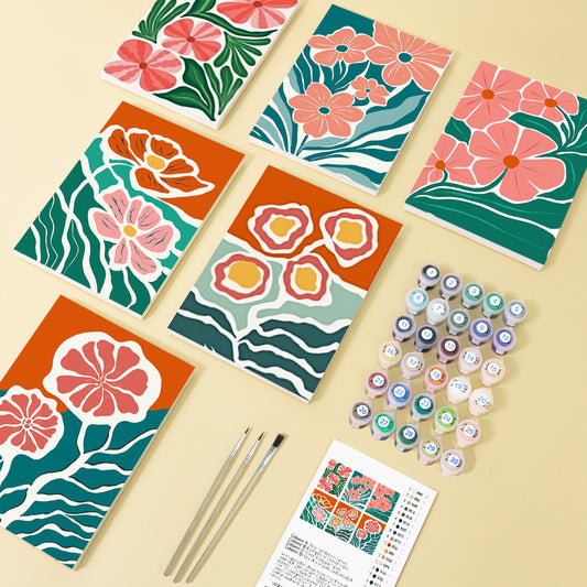 6 mini painting by numbers flowers