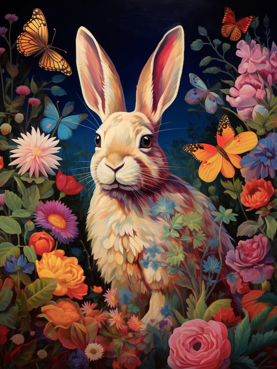Paint By Numbers Rabbot Paint by Numbers Kit Rabbit In The Flowers – diyartpaint