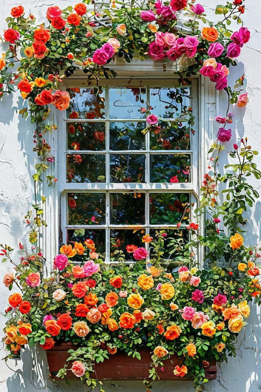 Paint by Numbers Kit Flowers Window