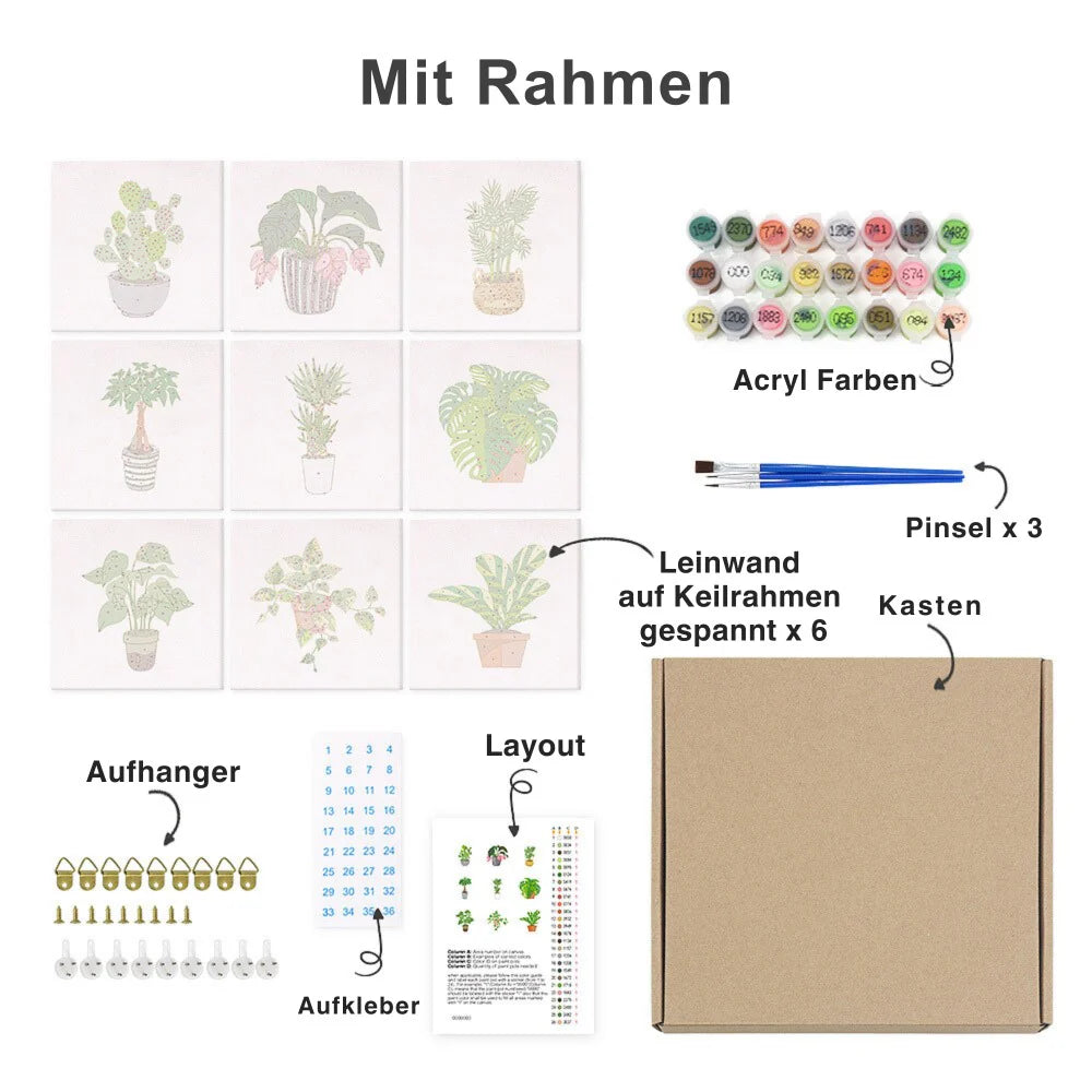 Paint by Numbers - 9 Mini Paintings | Plant Set