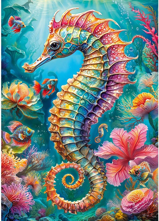 Paint by Numbers Kit Colored Seahorse