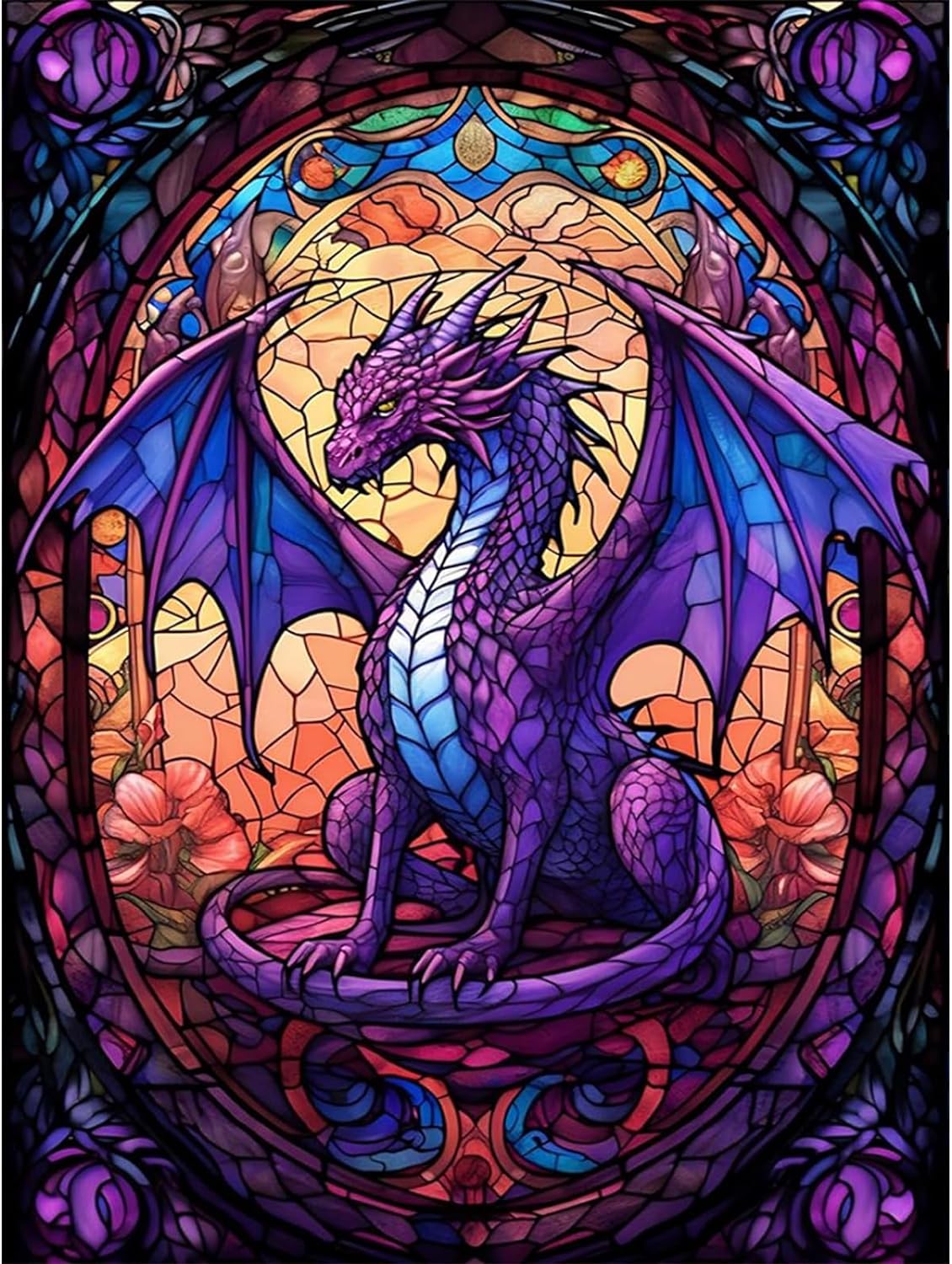 Paint by Numbers Kit Stained Glass Style Dragon