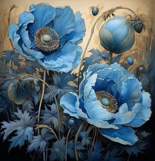 Paint by Numbers Kit Blue Flowers