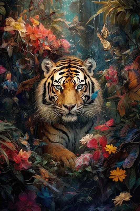 Paint by Numbers Kit Tiger In Flowers