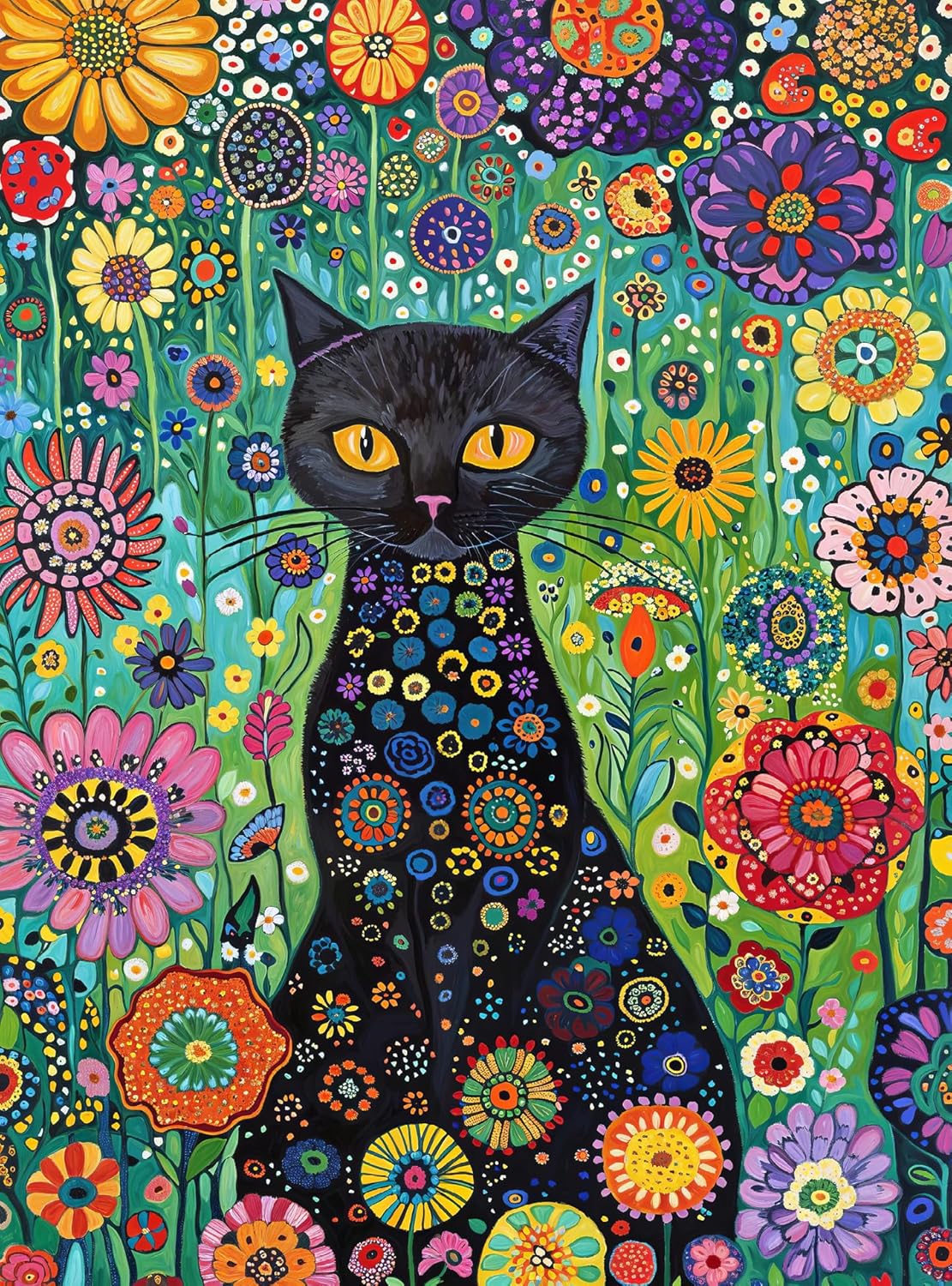 Paint by Numbers Kit Abstract Flowers And Cat