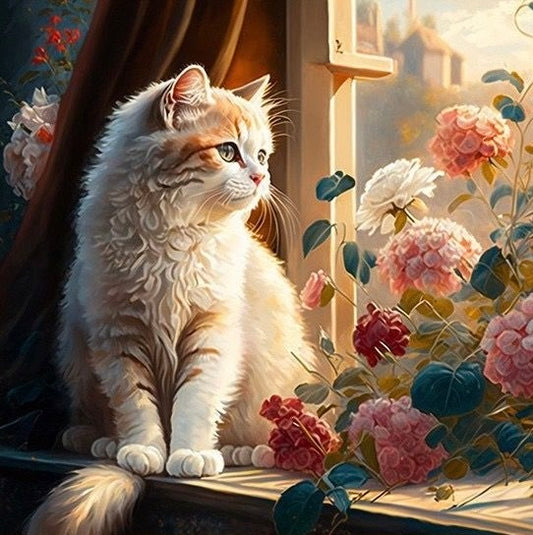 Paint by Numbers Kit Cat By The Windowsill