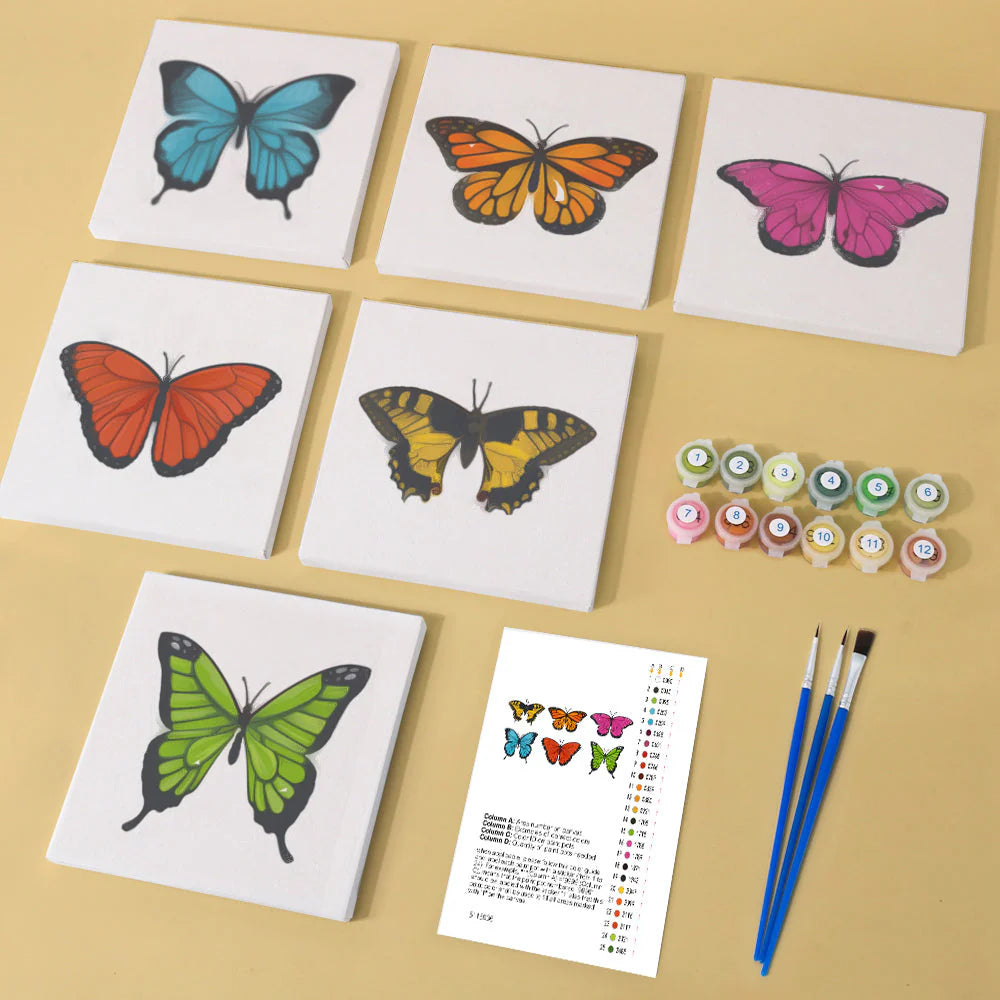 Paint by Numbers - 6 Mini Paintings | Butterflies Set