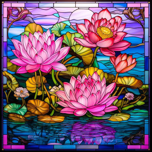 Paint by Numbers Kit Stained Glass Style Lotus