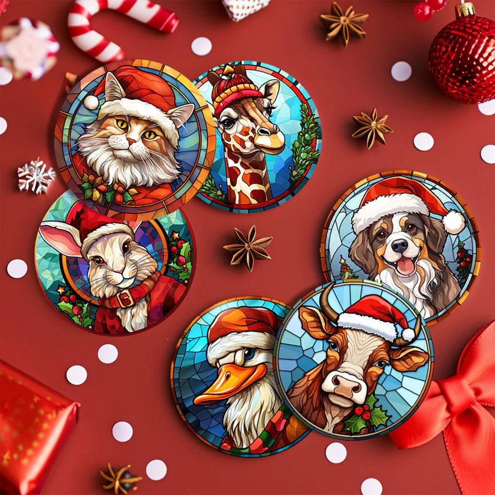 Paint by numbers Coasters (6 pieces) - Christmas Animals