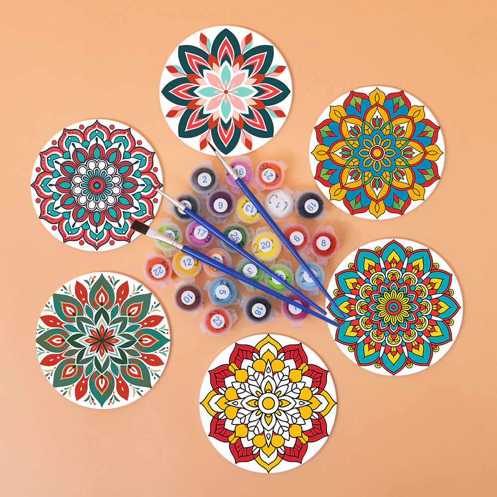 Paint by numbers Coasters (6 pieces) - Mandala