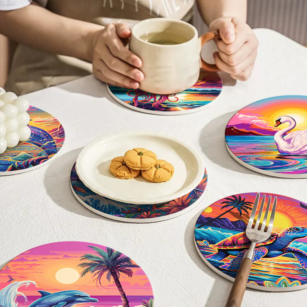 Paint by numbers Coasters (6 pieces) - Marine Life