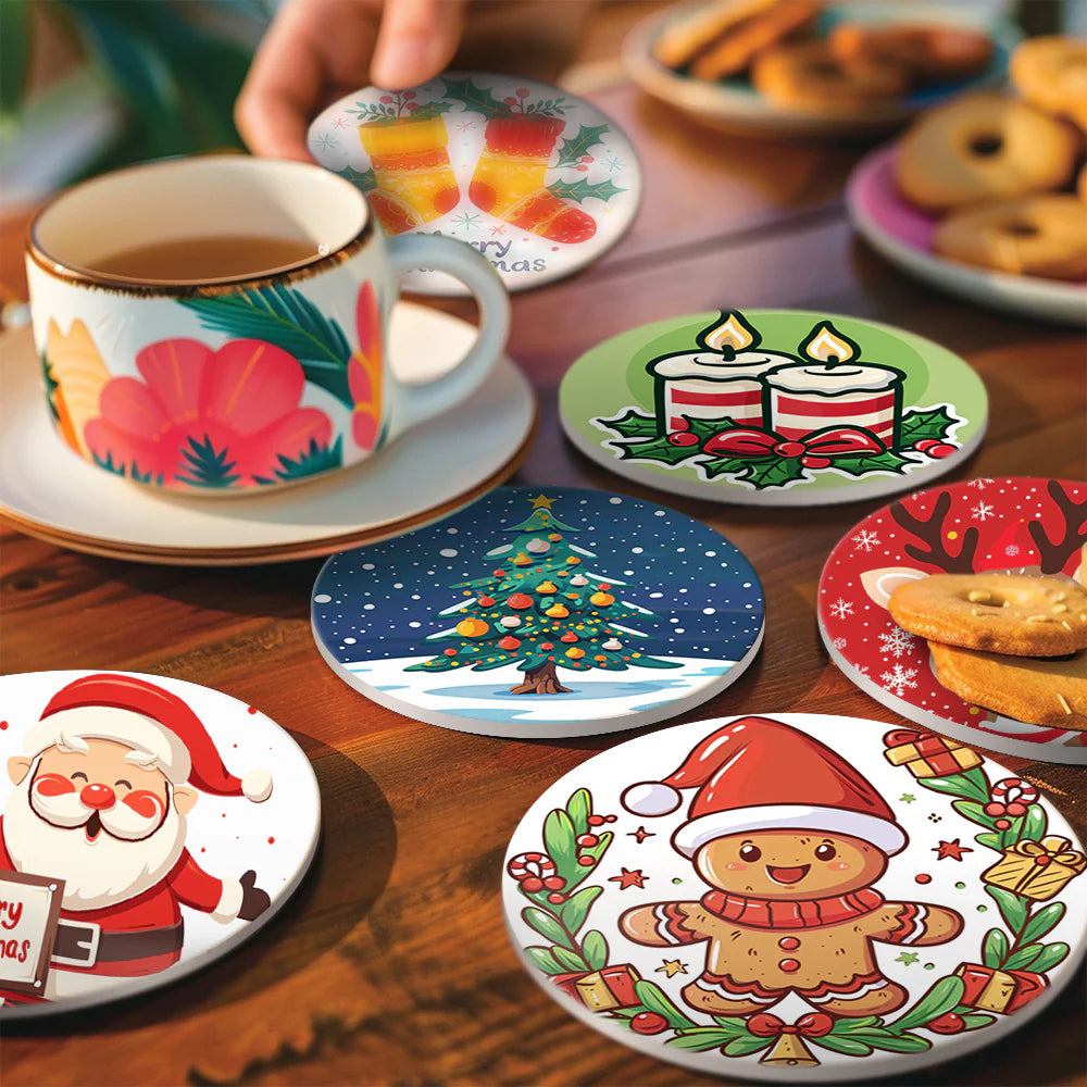 Paint by numbers Coasters (6 pieces) - Christmas