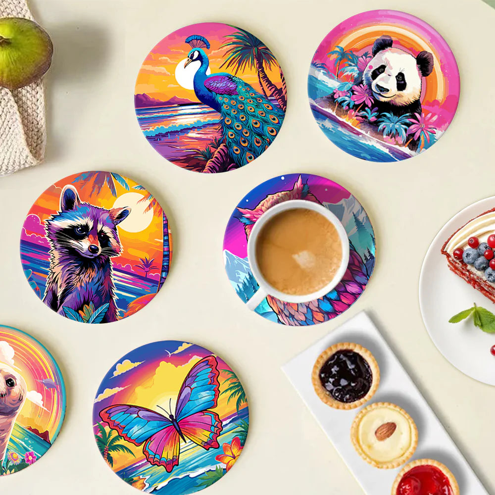 Paint by numbers Coasters (6 pieces) - Animals