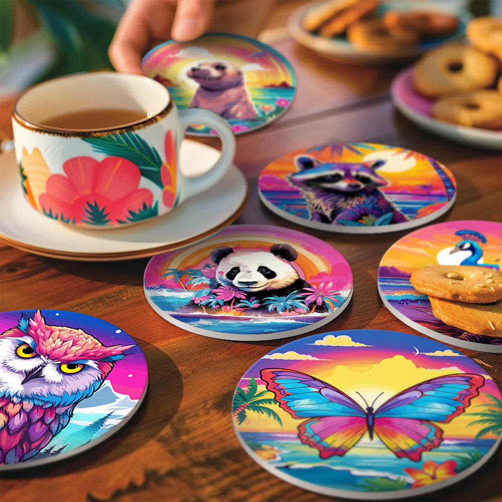 Paint by numbers Coasters (6 pieces) - Animals