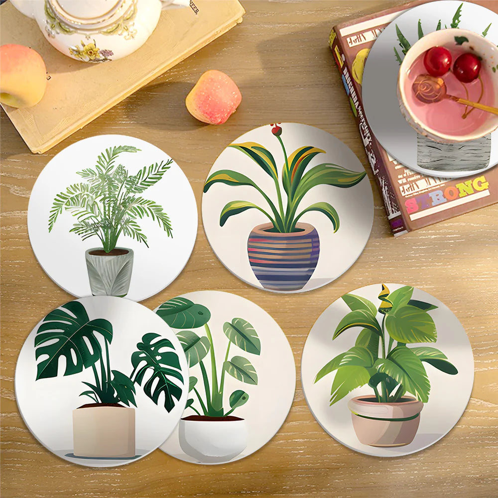 Paint by numbers Coasters (6 pieces) - Plant