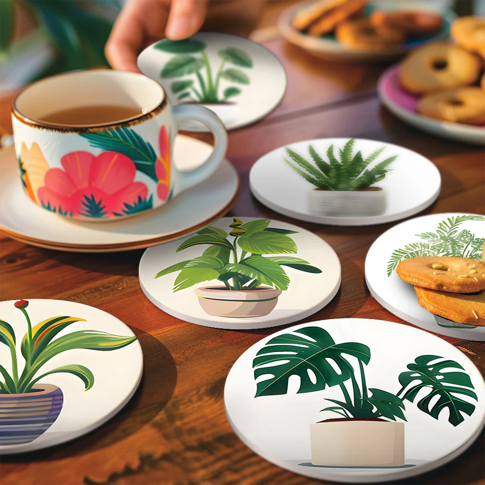 Paint by numbers Coasters (6 pieces) - Plant