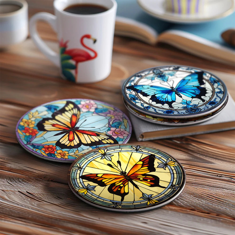 Paint by numbers Coasters (4 pieces) - Butterflies