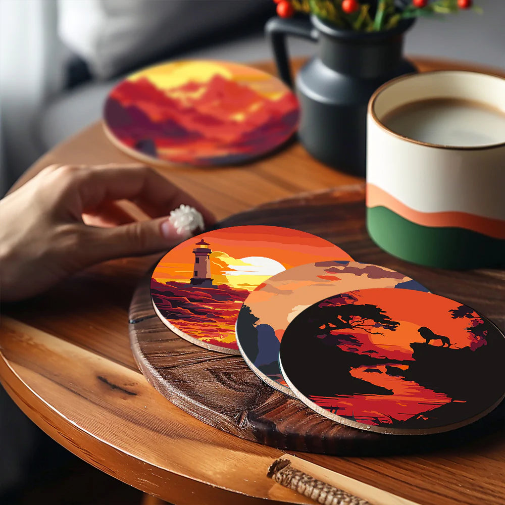 Paint by numbers Coasters (6 pieces) - Landscape