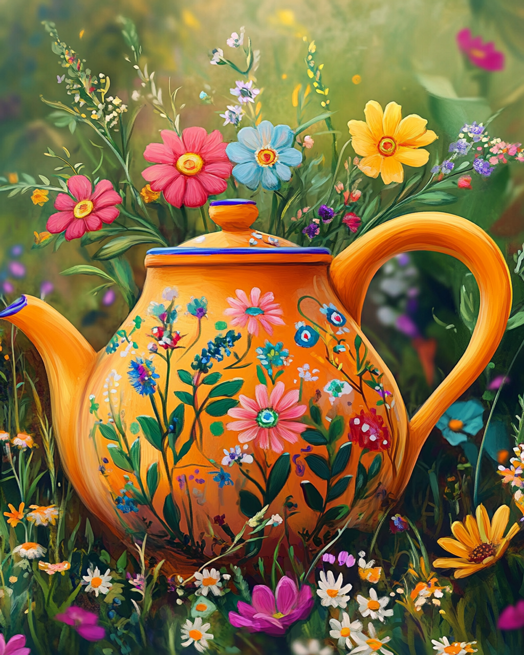 Paint by Numbers Kit Teapot with flowers