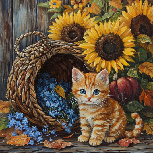 Paint by Numbers Kit Kitten And Flowers