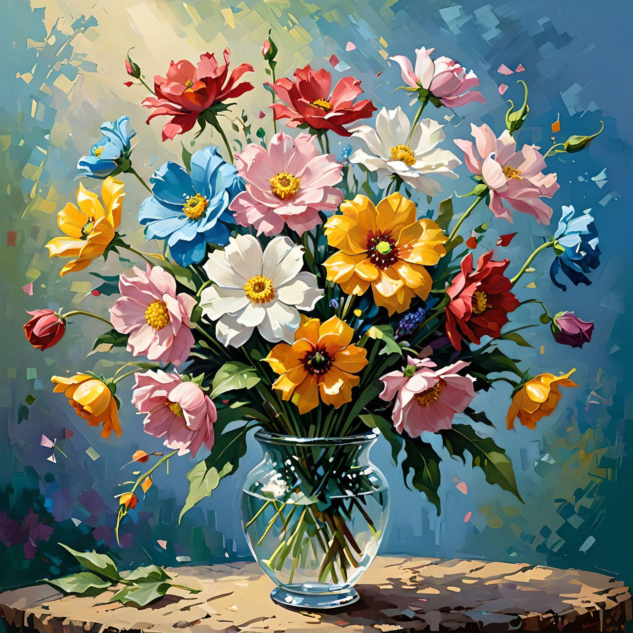 Paint by Numbers Kit Colored Flowers