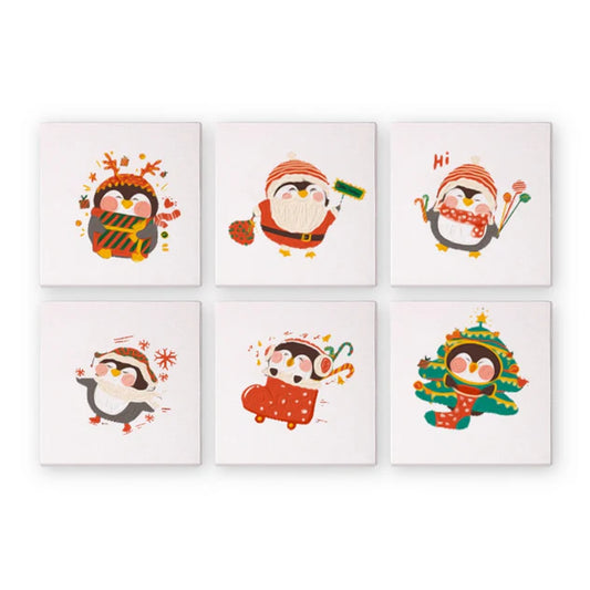 Paint by Numbers - 6 Mini Paintings | Cute Penguin Set