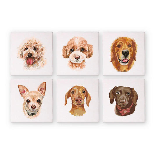 Paint by Numbers - 6 Mini Paintings | Cute Puppy Set