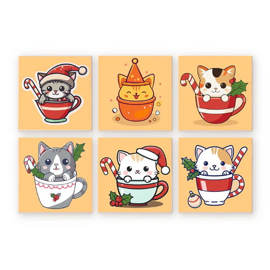 Paint by Numbers - 6 Mini Paintings | Teacup Cat Set