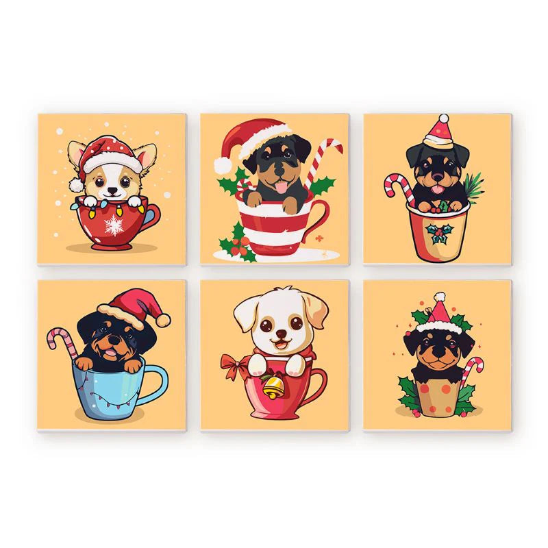 Paint by Numbers - 6 Mini Paintings | Teacup Dog Set