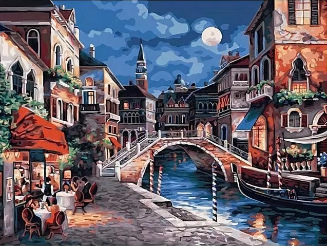 Paint by Numbers Kit Street Night Scene