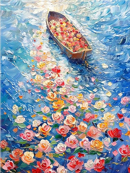 Paint by Numbers Kit Flowers And Boats