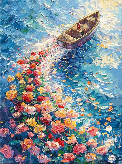 Paint by Numbers Kit Flowers And Boats