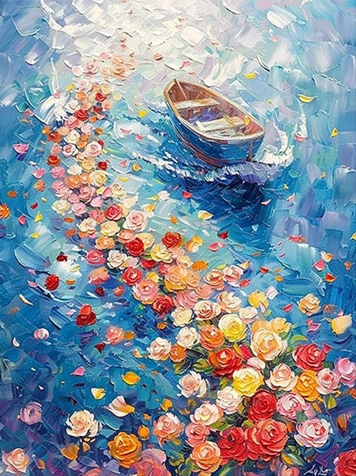 Paint by Numbers Kit Flowers And Boats