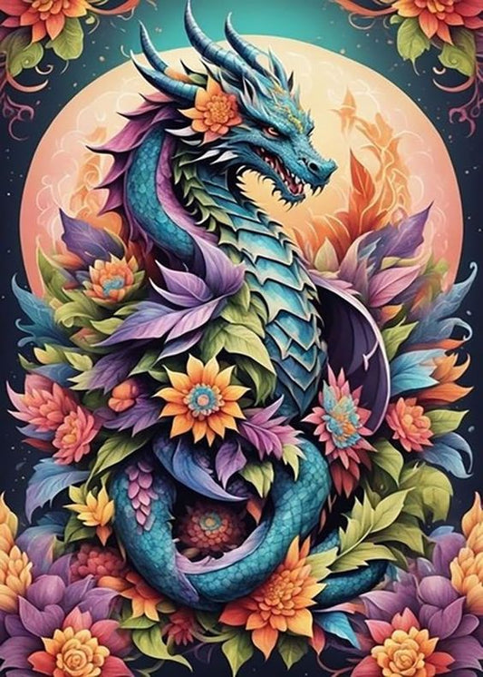 Paint by Numbers Kit Dragon In The Flowers